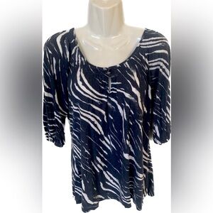 Anthropologie Deletta Blue & White Soft Rayon Top Women’s L Large